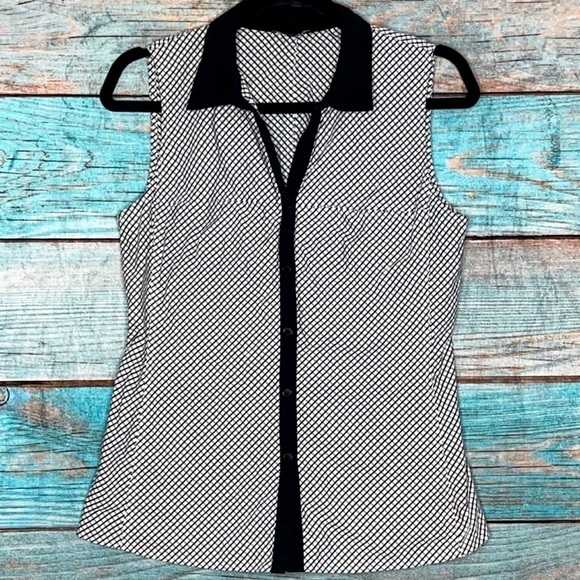 Lafayette 148 New York Blouse 4 Plaid Sleeveless Collared Neutral Office Top - Picture 1 of 10